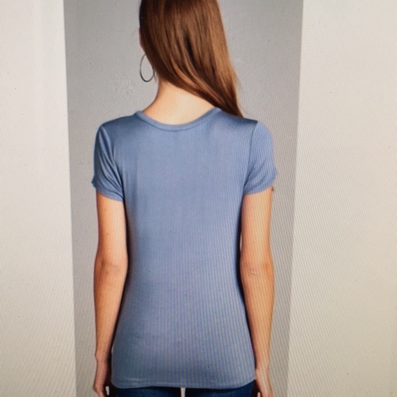 Last One Dusty Blue Choker Twist Front Top M - Picture 4 of 4